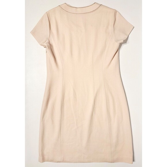 Boden Beige Wool Shift Dress Decorative Stitching Women's Size 8 Long - Picture 2 of 15